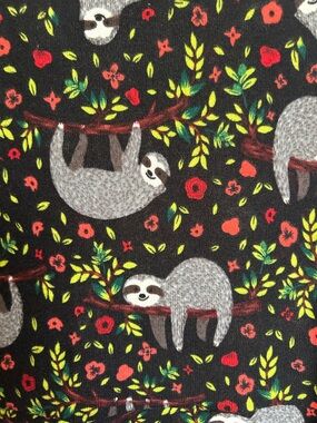 Womens Black Sloth Print Swing Dress - Playful Floral Accent